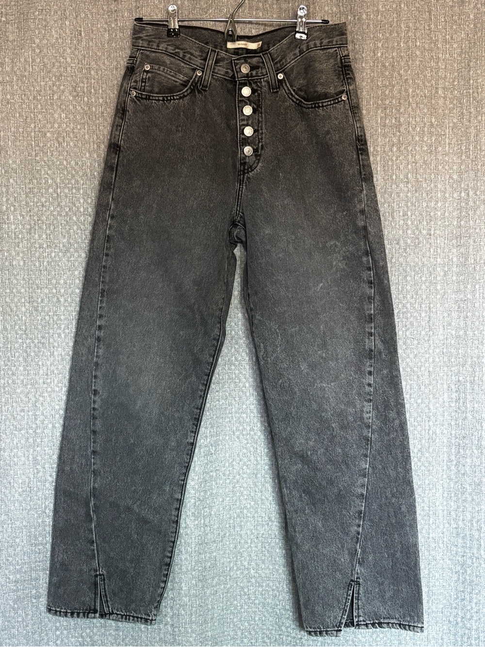 Levi's High-Rise Button-Fly Jeans — Washed Black Denim